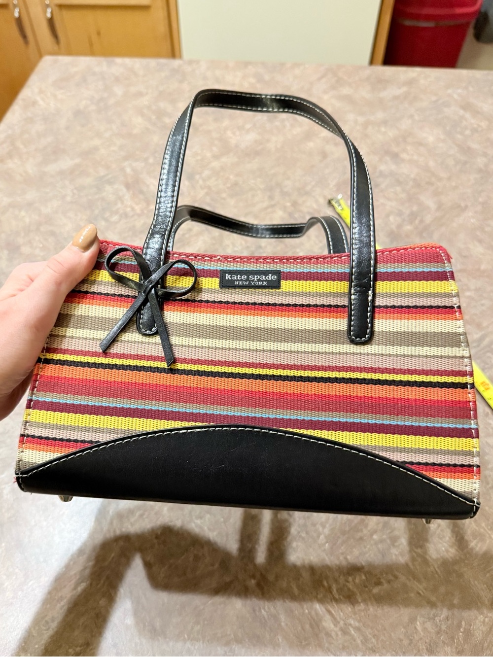 Vintage kate spade Striped Purse in Red, Yellow, Tan & Black